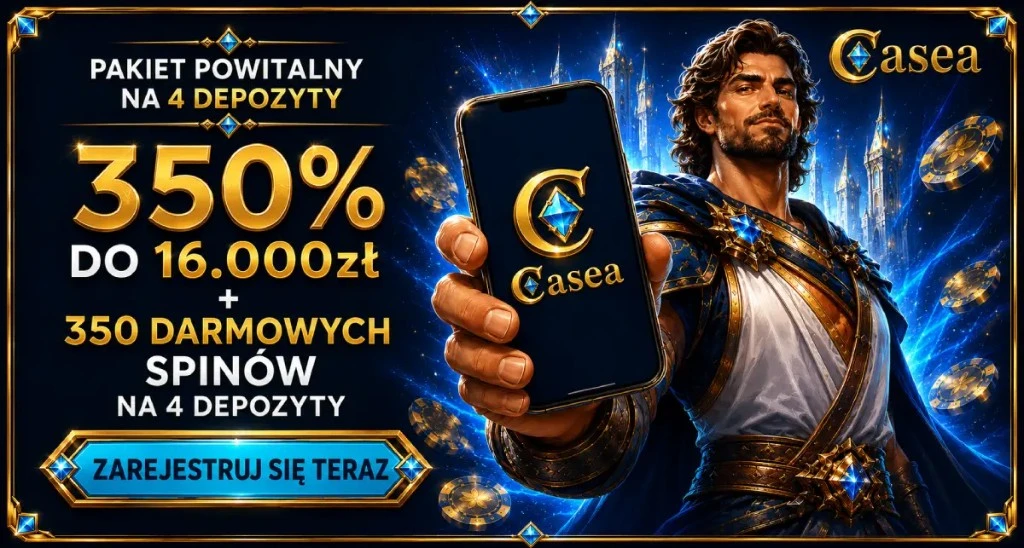 Casea Casino App: pakiet powitalny 350% do 16 000 € + 350 spinów na 4 depozyty