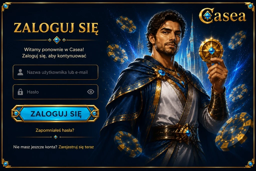 Casea login: wpisz login lub e-mail wraz z hasłem na stronie operatorskiej Casea Casino